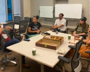 John Greendeer at the language table