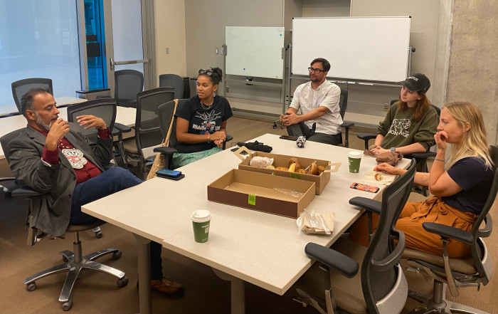 John Greendeer at the language table