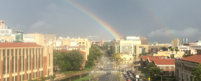rainbow over discovery building