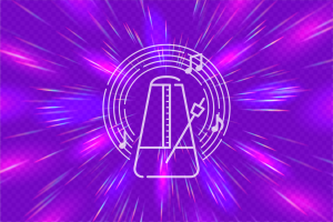 metronome on a wild purple background