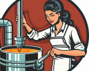 Firefly-minority-woman-distilling-bourbon-retro-cartoon