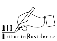 WID Writer in Residence Logo with hand holding pen